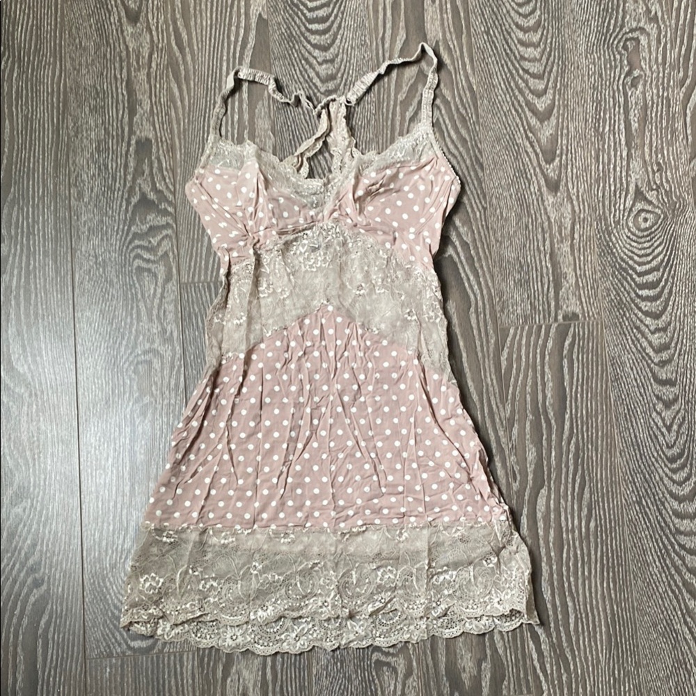 Lace Trim Polka Dot Dress with underwires M